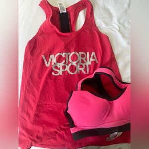 Victoria's Secret Pink Sports Bra 32B and racerback Tank Set XS